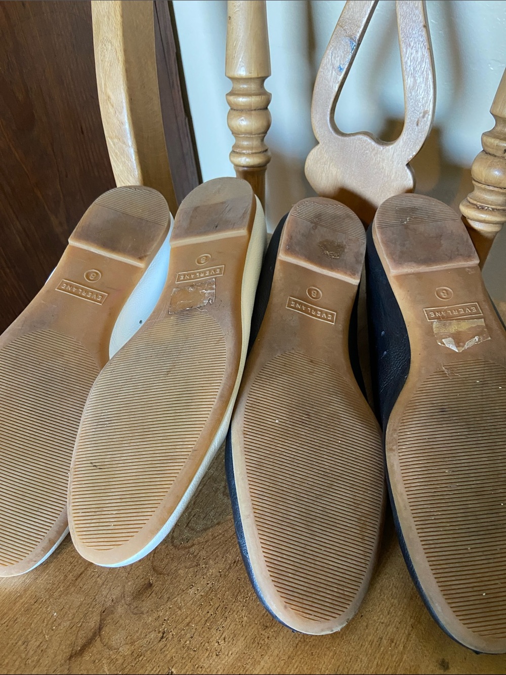 Everlane Lot of 2 Day Glove Flats Leather White Black Size 8 - Picture 8 of 8